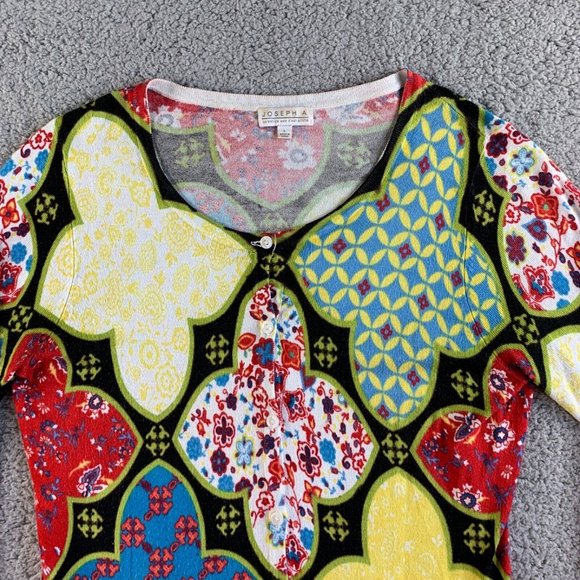 Joseph A Cardigan Sweater Womens Large Floral Rayon Colorful Bohemian Beach NEW - Picture 4 of 11